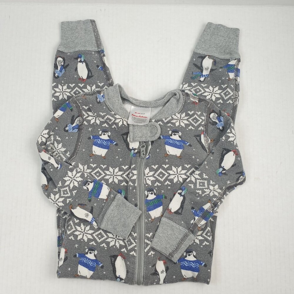 Hanna Andersson Gray Penguins Snowflake One Piece Full Zip Sleeper